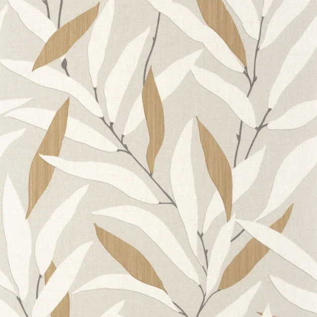 Casadeco 201951357 Rituel Alba Beige Lin - tapeta w liście bambusa