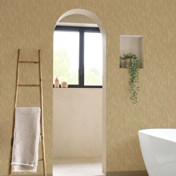 Casadeco 201971433 Rituel Arole Beige Raphia - tapeta w organiczny wzór