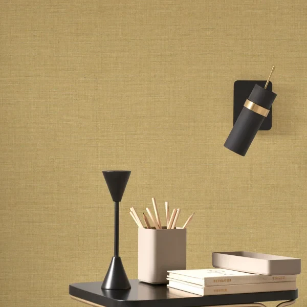 Casadeco 200562108 So Color 6 Smith Ocre - tapeta jednolita imitująca tkaninę