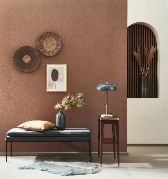 Casadeco 88702738 So Color 6 Empreinte Cuivre - tapeta jednolita imitująca włókno