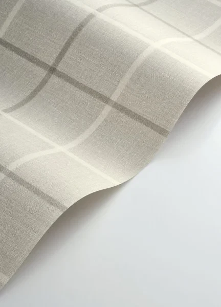 Casadeco 202039111 Tailor Made Smooth Grid Gris Duvet - tapeta imitująca tkaninę w kratę
