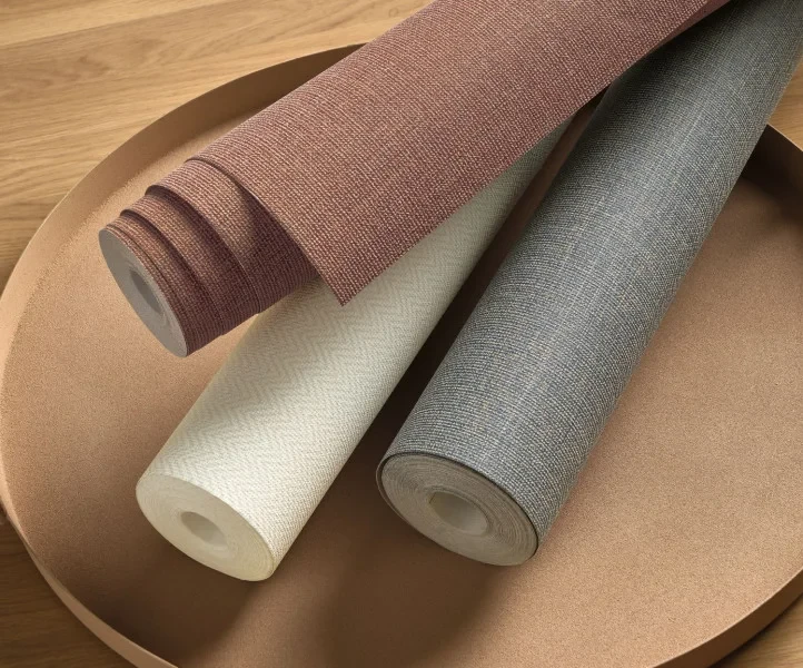 Casadeco 202128716 Tailor Made Flax Burgundy - tapeta jednolita imitująca tkaninę