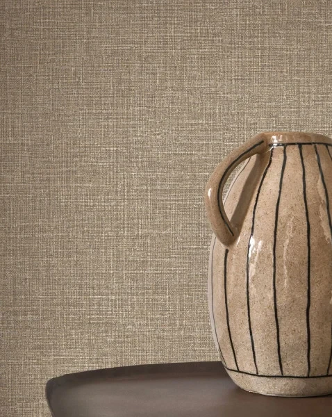 Casadeco 202122843 Tailor Made Flax Noisette - tapeta jednolita imitująca tkaninę