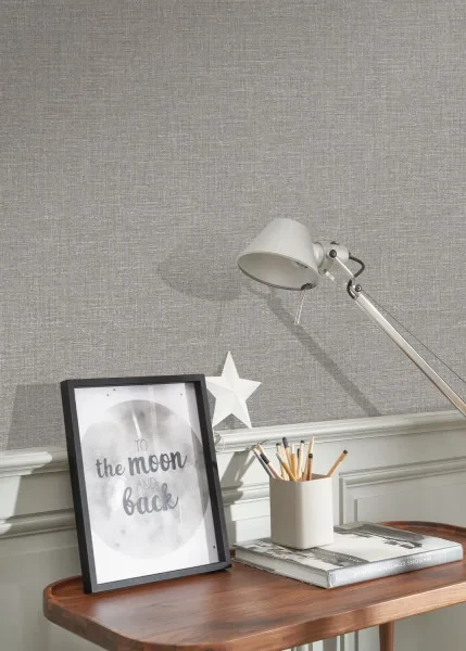 Casadeco 202129358 Tailor Made Flax Gris Souris - tapeta jednolita imitująca tkaninę