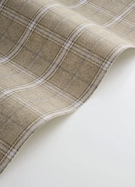 Casadeco 202082605 Tailor Made Gentle Thread Noisette - tapeta imitująca tkaninę w kratę