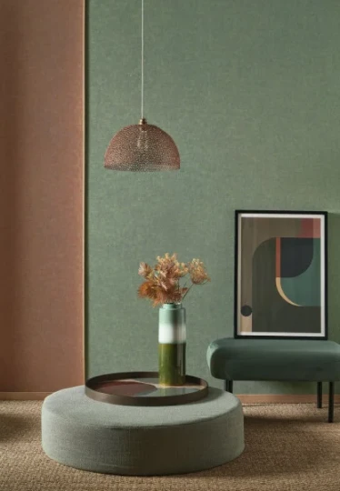Casadeco 88707758 So Color 6 Empreinte Vert The - tapeta jednolita imitująca włókno