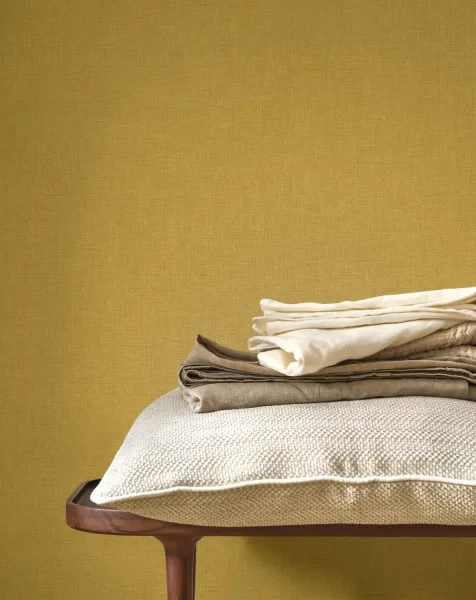 Casadeco 201172442 So Color 6 Caractere Jaune Curry - tapeta jednolita imitująca len