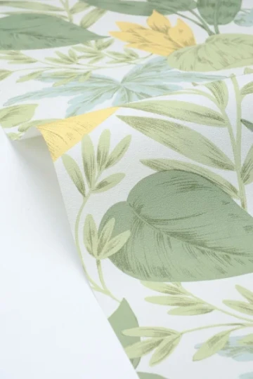 Caselio 107367220 Elea Kalea Vert Jaune - tapeta w liście