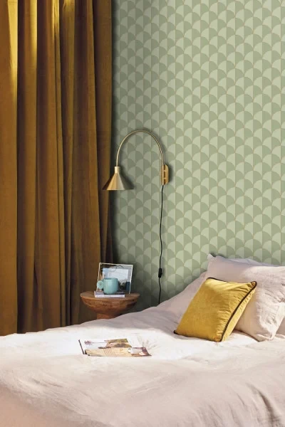 Caselio 107414018 Maison Simeon Mariette Vert de gris - tapeta w palmety art deco