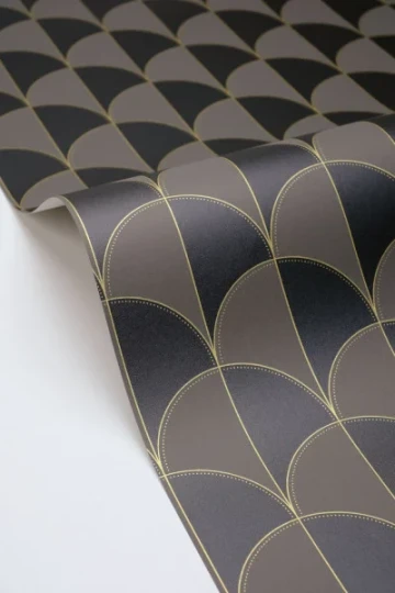 Caselio 107419043 Maison Simeon Mariette Noir - tapeta w palmety art deco