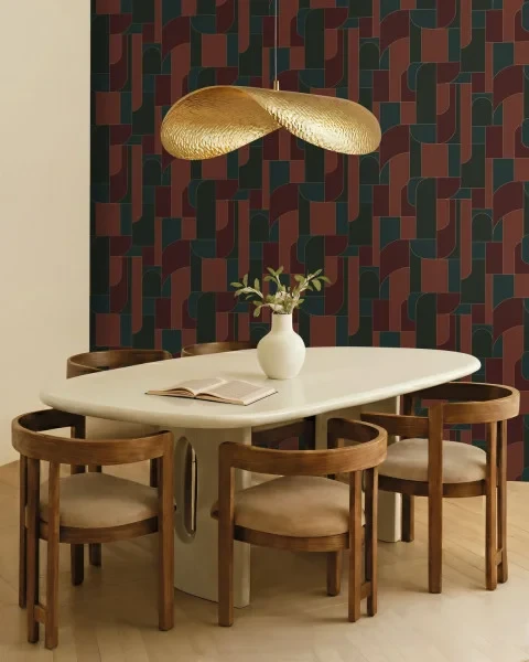 Caselio 107390745 Maison Simeon Achille Grenat - tapeta geometryczna
