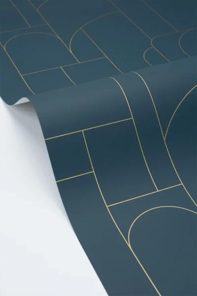 Caselio 107390652 Maison Simeon Achille Bleu nuit - tapeta geometryczna