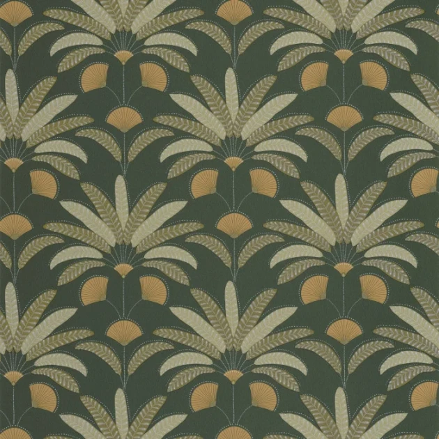 Caselio 107400451 Maison Simeon Gisele Vert bouteille - tapeta w liście palmowe art deco