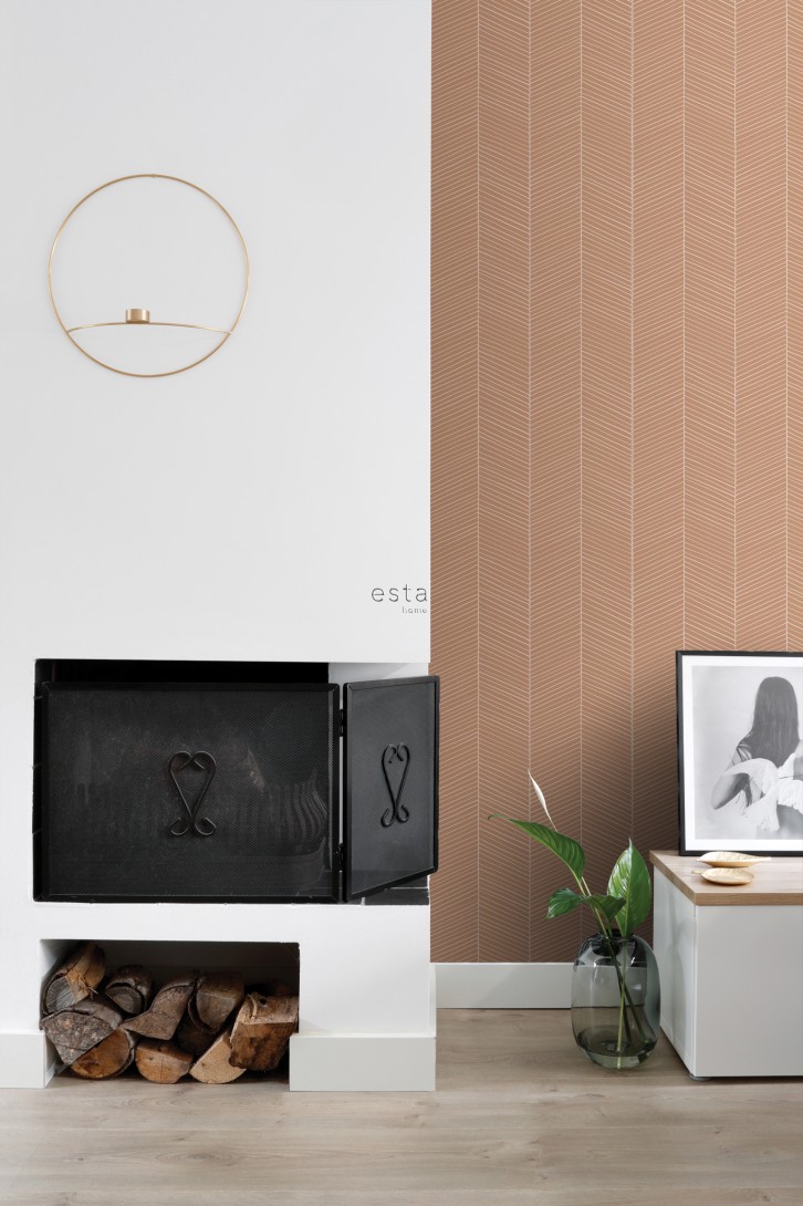 Esta 139357 Bloom Herringbone light terracotta - tapeta w jodełkę