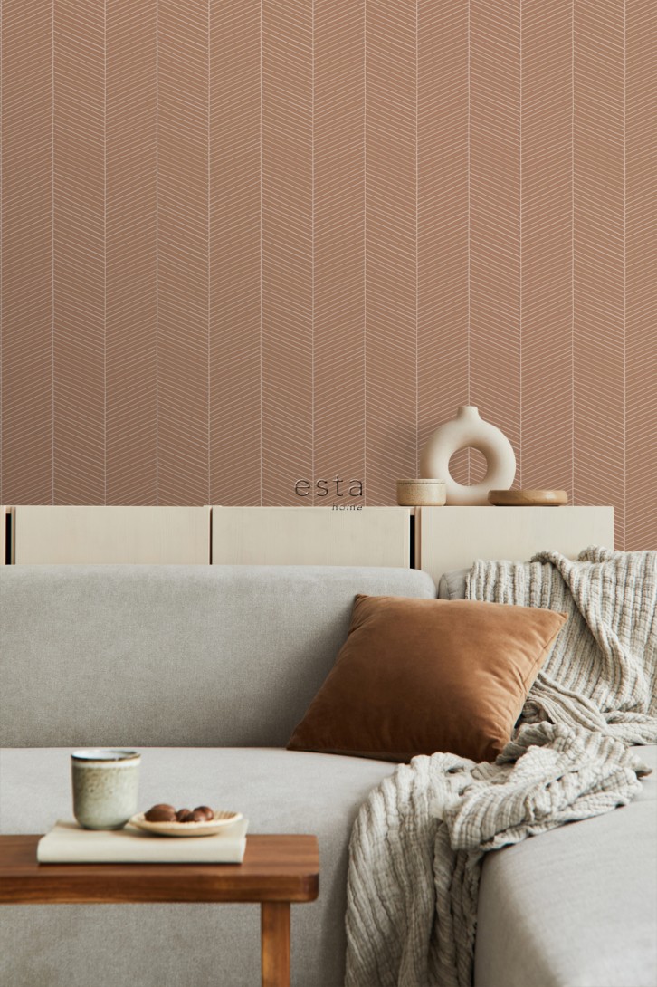 Esta 139357 Bloom Herringbone light terracotta - tapeta w jodełkę
