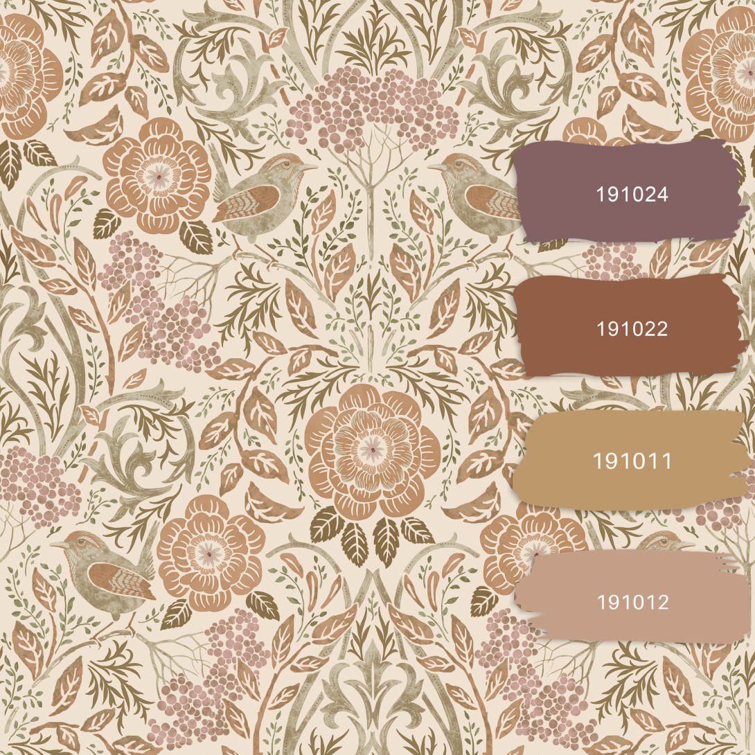 Esta 139566 Bloom Flowers and Birds sand color beige and antique pink - tapeta w kwiaty