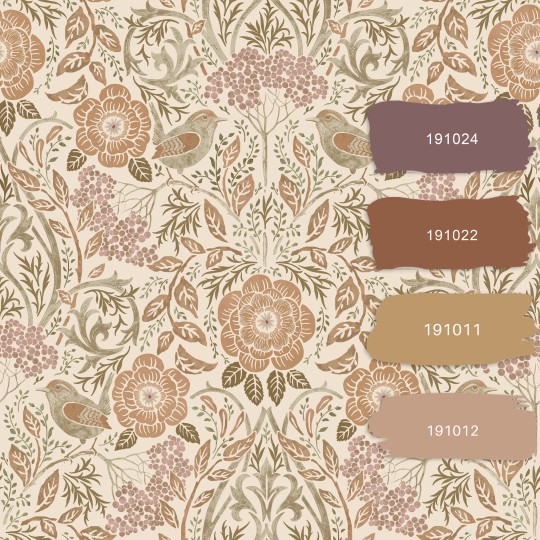 Esta 139566 Bloom Flowers and Birds sand color beige and antique pink - tapeta w kwiaty