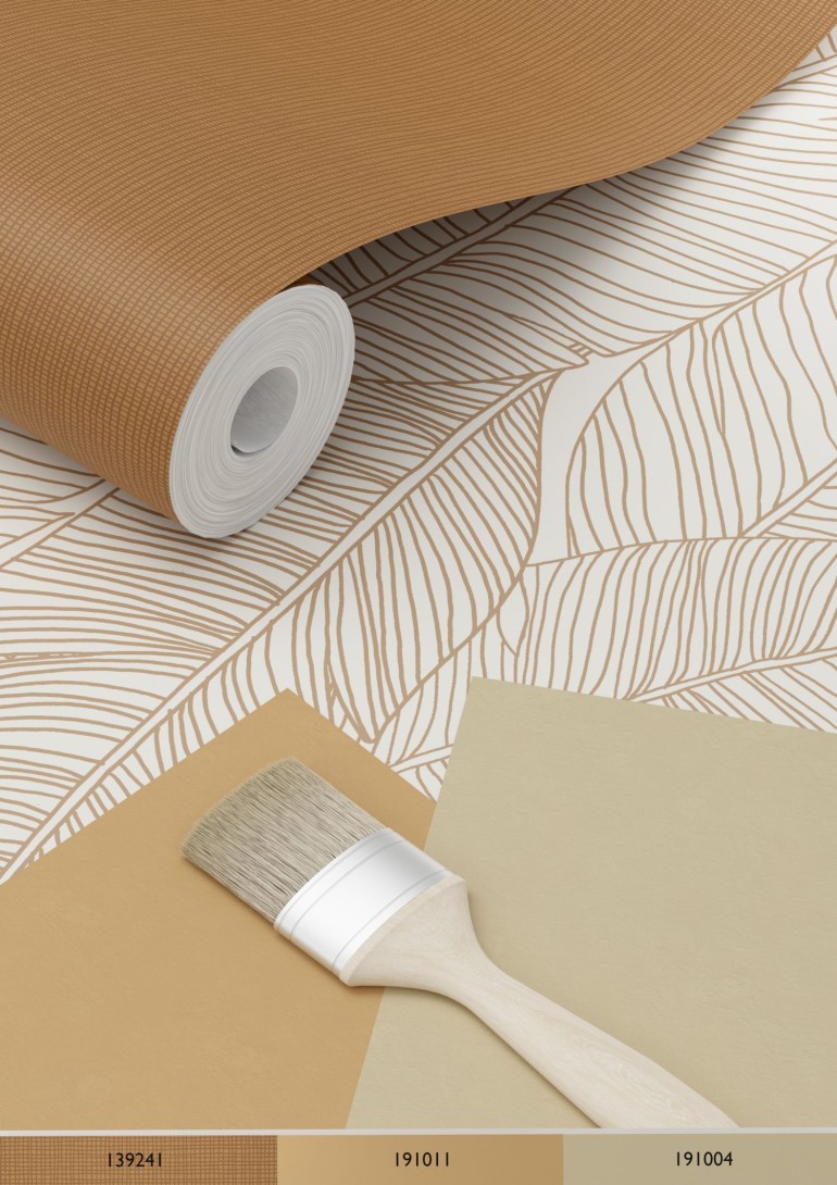 Esta 139352 Bloom Pen Drawn Leaves beige - tapeta w liście bananowca