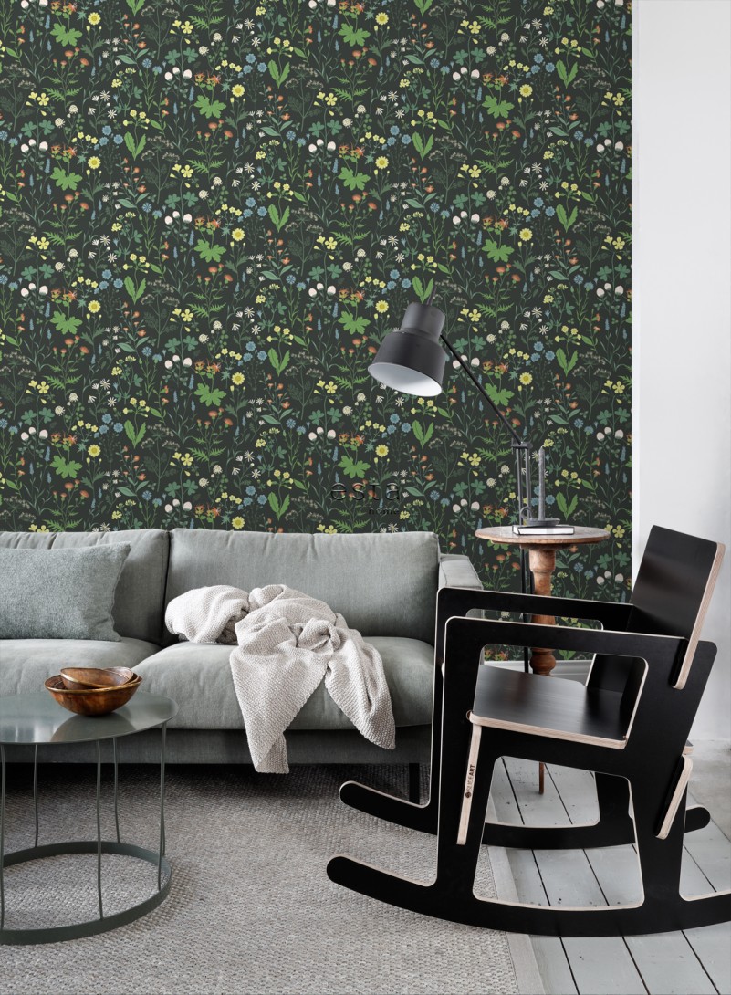 Esta 139392 Bloom Wildflowers multicolor on black - tapeta w polne kwiaty