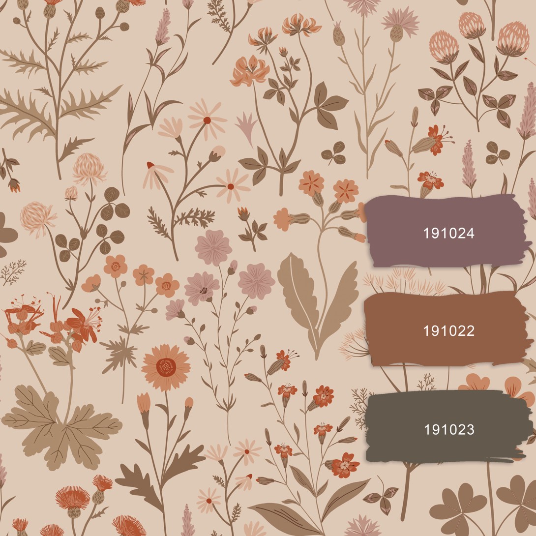 Esta 139597 Bloom Wildflowers terracotta pink - tapeta w polne kwiaty