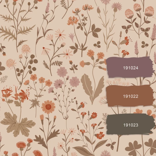 Esta 139597 Bloom Wildflowers terracotta pink - tapeta w polne kwiaty