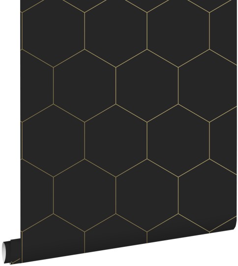 Esta 139313 Bloom Hexagon black and gold - tapeta w heksagony