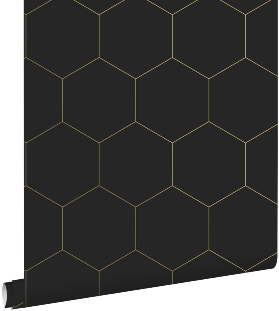 Esta 139313 Bloom Hexagon black and gold - tapeta w heksagony