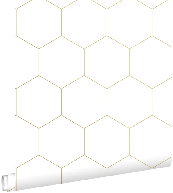 Esta 139312 Bloom Hexagon white and gold - tapeta w heksagony