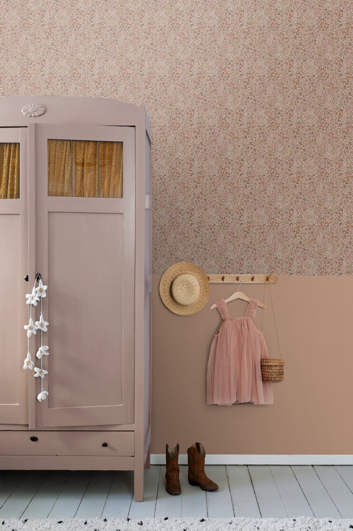 Esta 139700 Bloom Flowers terracotta pink - tapeta w kwiaty i liście