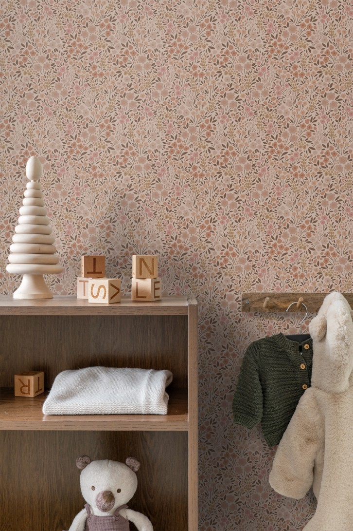 Esta 139700 Bloom Flowers terracotta pink - tapeta w kwiaty i liście