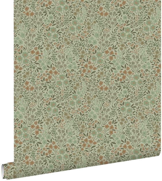 Esta 139699 Bloom Flowers grayish green - tapeta w kwiaty i liście