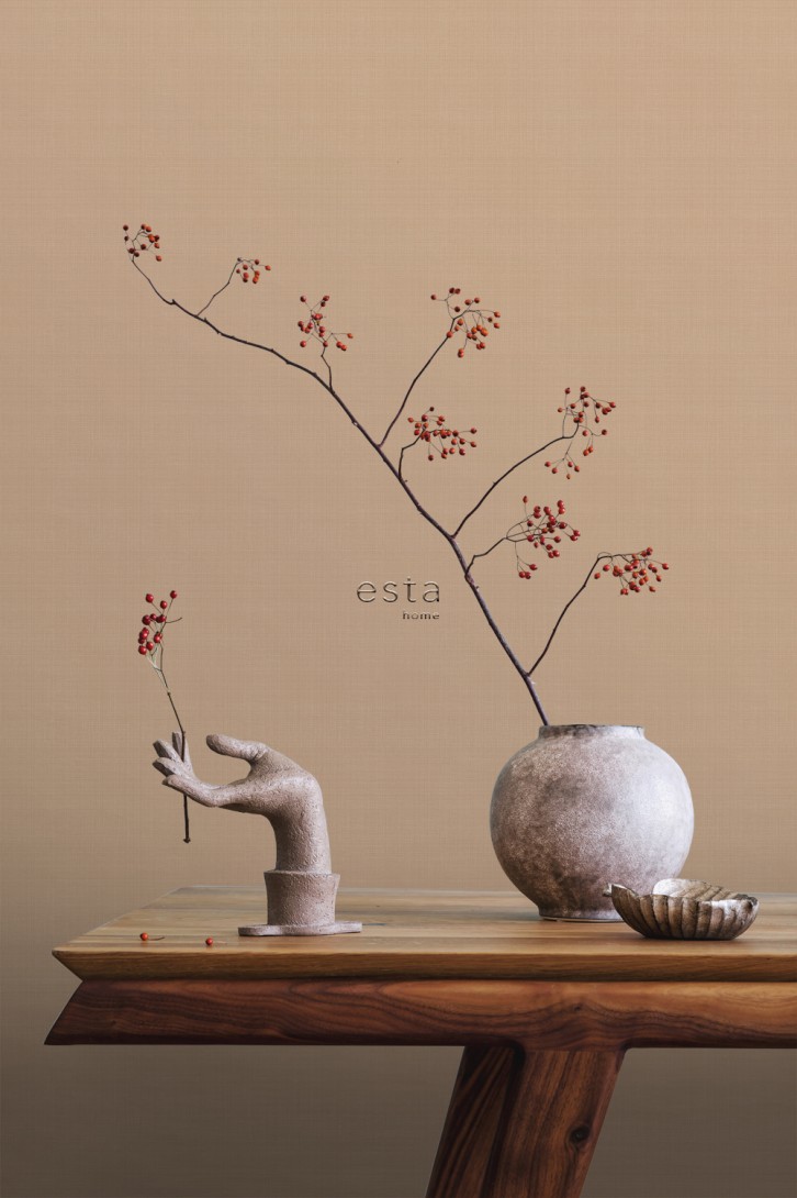 Esta 139473 Pom Pom Pie Linen look light terracotta - tapeta imitująca len