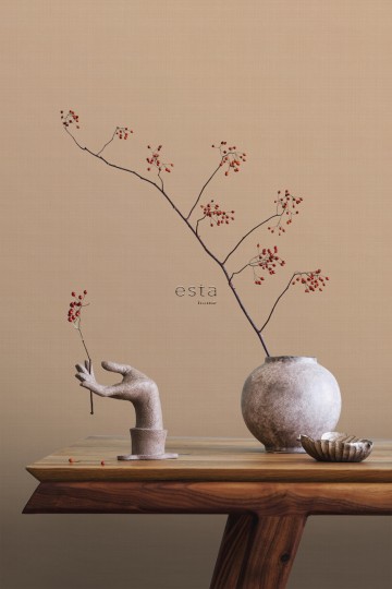 Esta 139473 Pom Pom Pie Linen look light terracotta - tapeta imitująca len