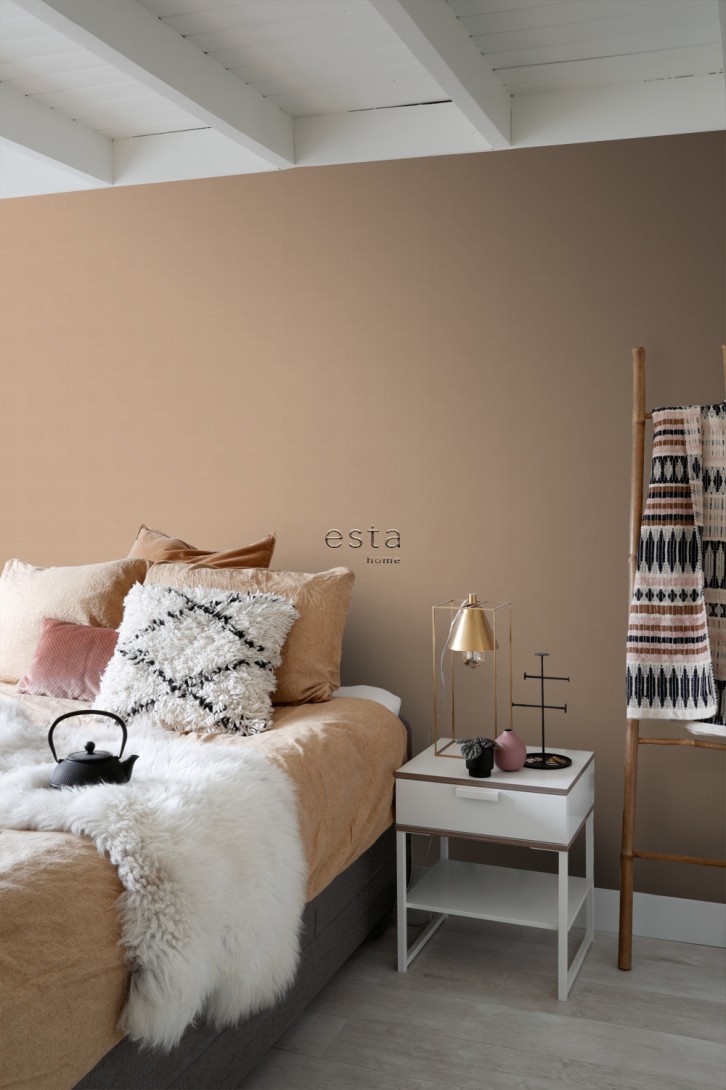Esta 139473 Pom Pom Pie Linen look light terracotta - tapeta imitująca len