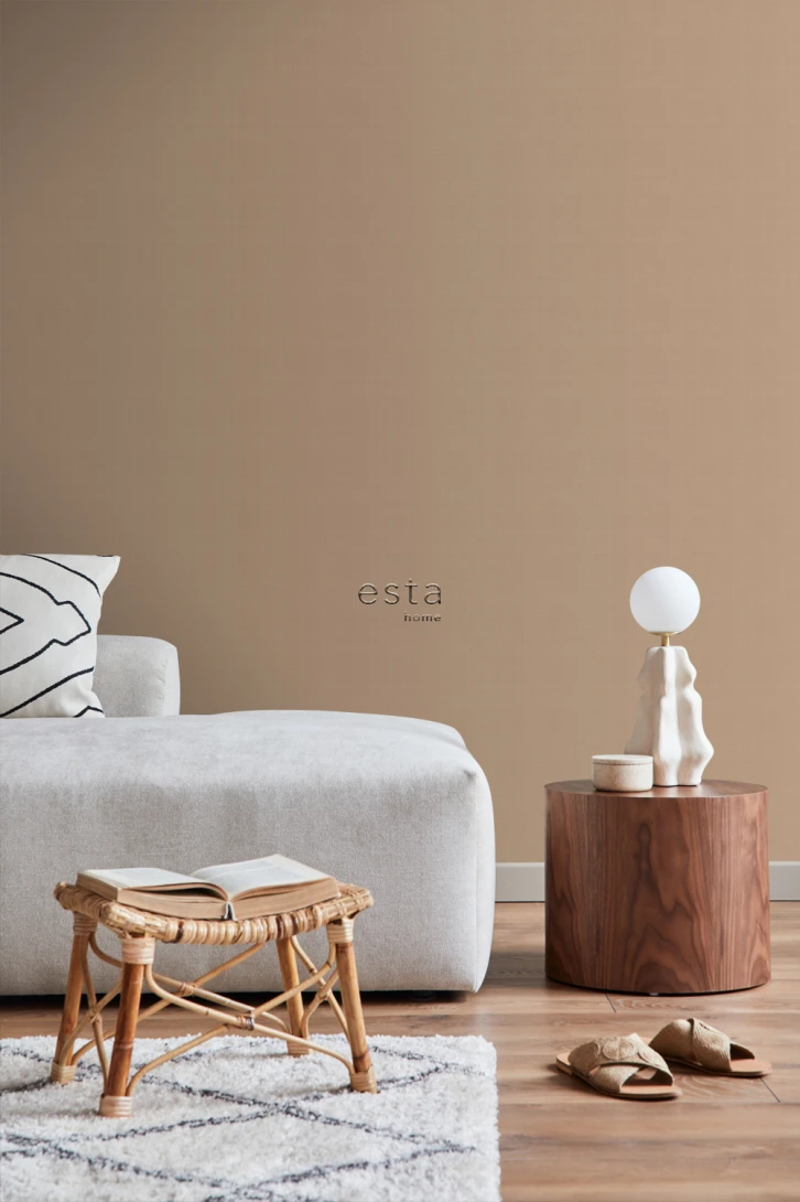Esta 139473 Pom Pom Pie Linen look light terracotta - tapeta imitująca len