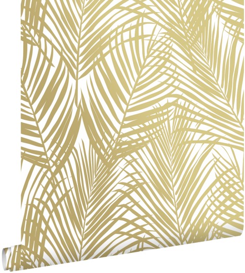 Esta 139301 Bloom Palm leafs gold and white - tapeta w duże liście palmowe