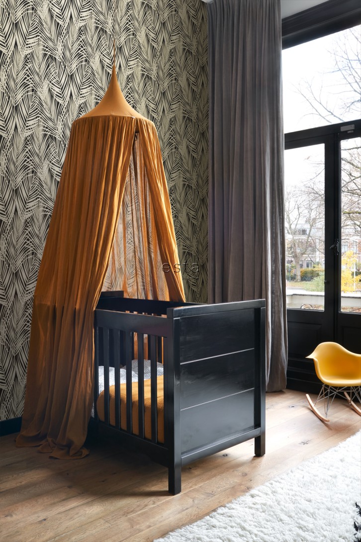 Esta 139318 Bloom Palm leafs black and gold - tapeta w duże liście palmowe