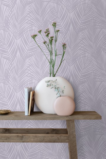 Esta 139573 Bloom Palm leafs lilac purple - tapeta w duże liście palmowe
