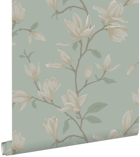 Esta 139405 Bloom Magnolia celadon green - tapeta w kwiaty magnoli