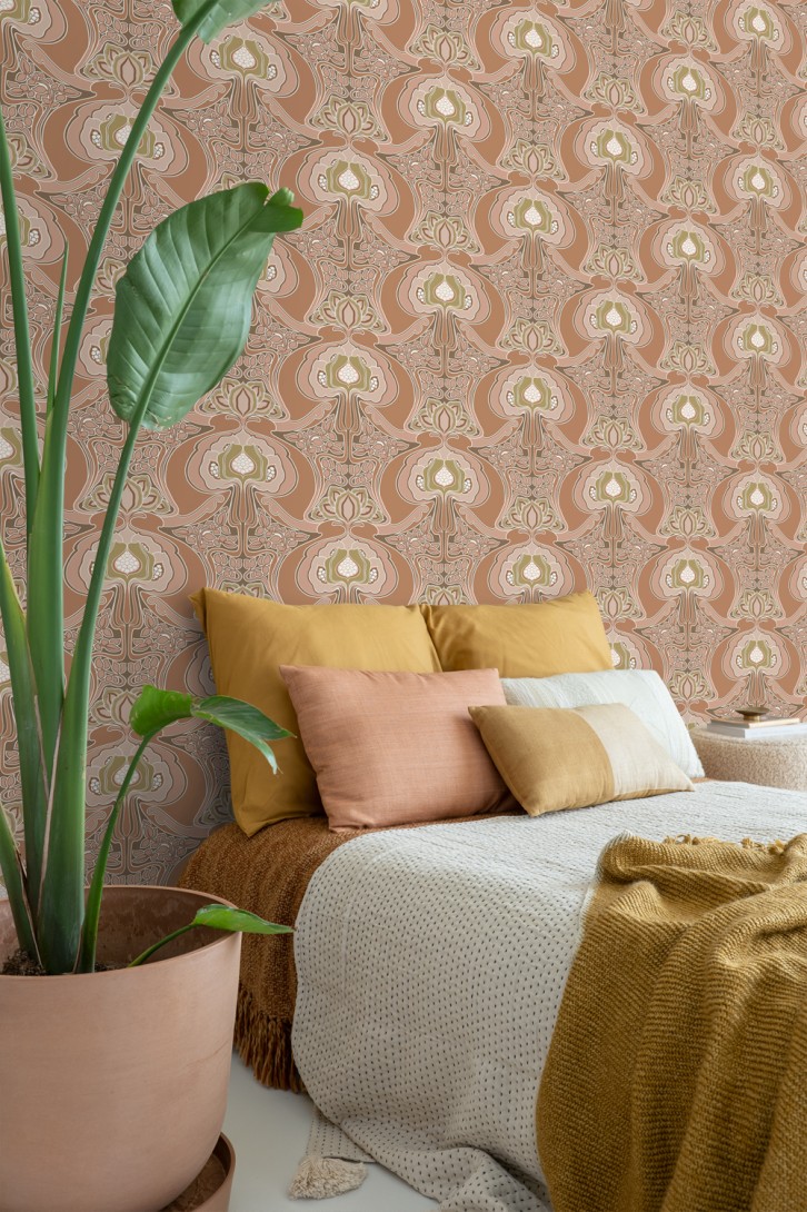 Esta 139570 Bloom Vintage flowers pink - tapeta w abstrakcyjny wzór roślinny