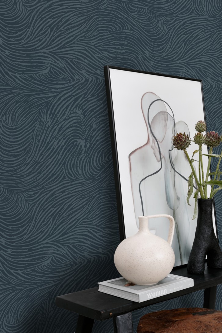 Esta 139665 Bloom 3D waves dark blue - tapeta w organiczne linie