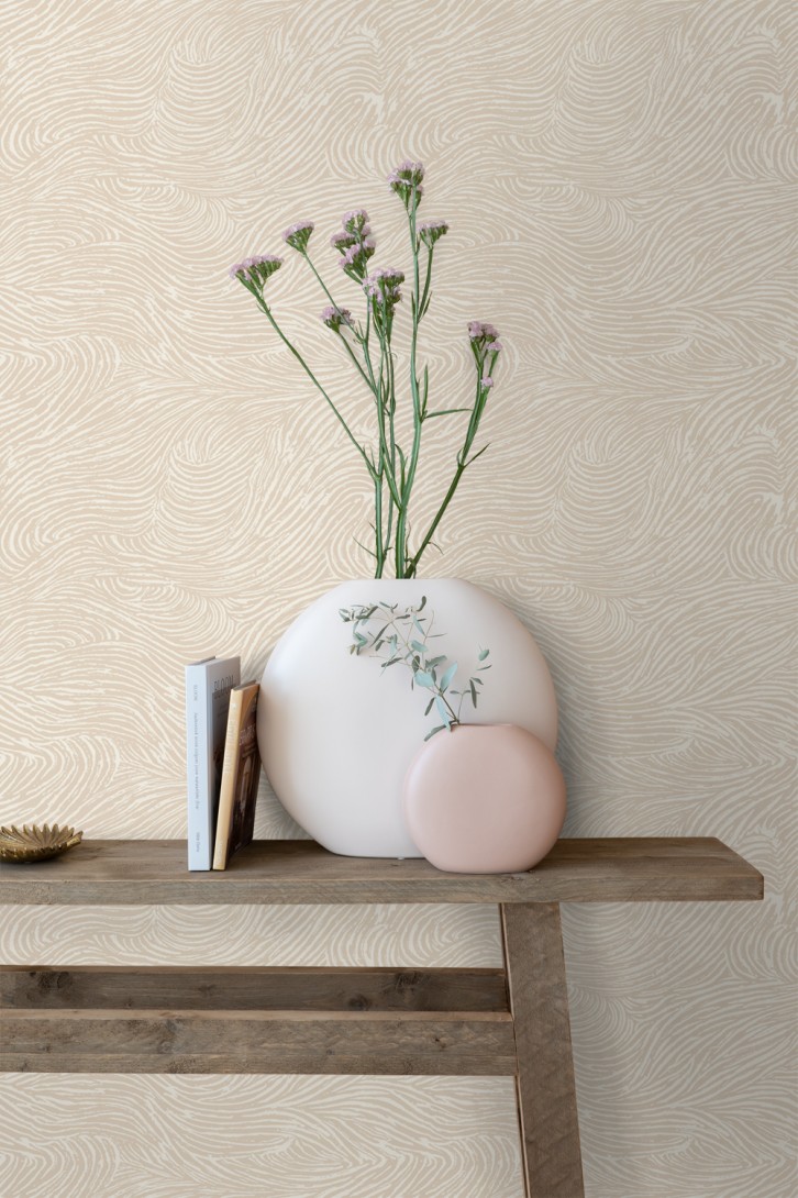 Esta 139660 Bloom 3D waves light beige - tapeta w organiczne linie