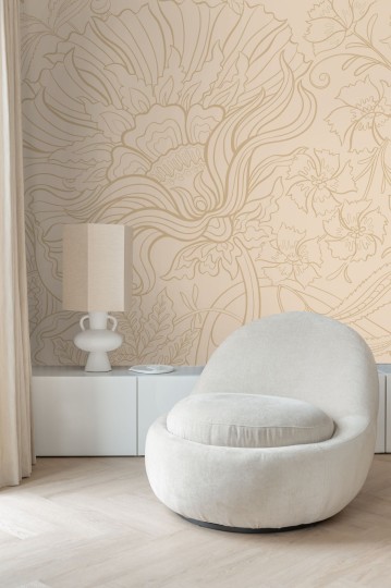 Esta 159411 Bloom Mural flowers beige - mural w minimalistyczne kwiaty