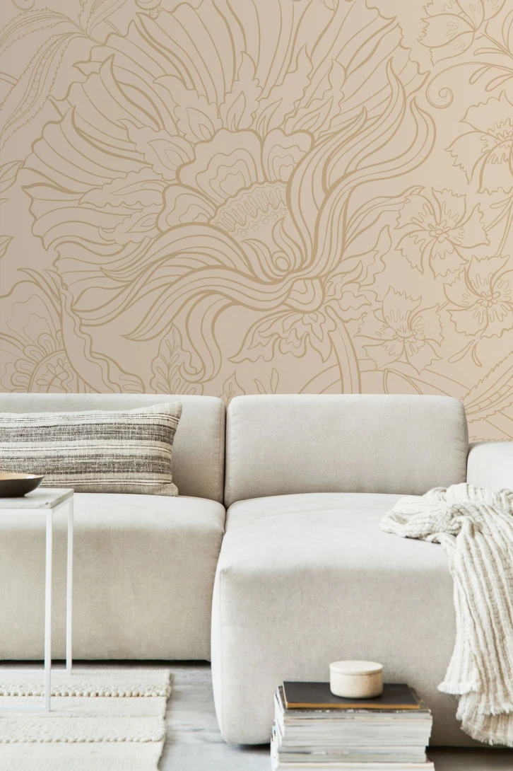 Esta 159411 Bloom Mural flowers beige - mural w minimalistyczne kwiaty