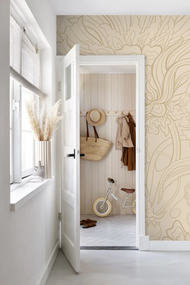 Esta 159411 Bloom Mural flowers beige - mural w minimalistyczne kwiaty