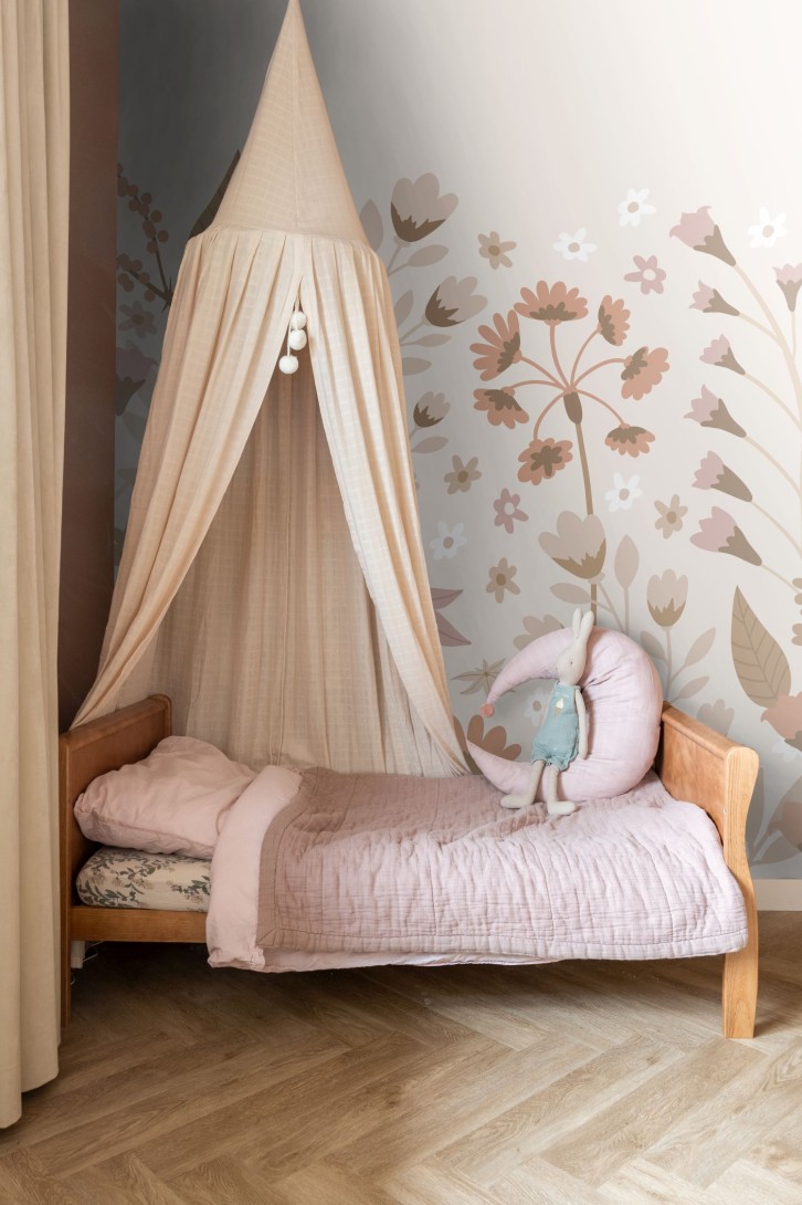 Esta 159410 Bloom Mural flowers beige terracotta and pink - mural w kwiaty i liście