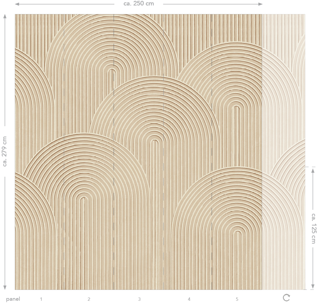 Esta 159382 Bloom Mural 3D print sand beige - mural w łuki