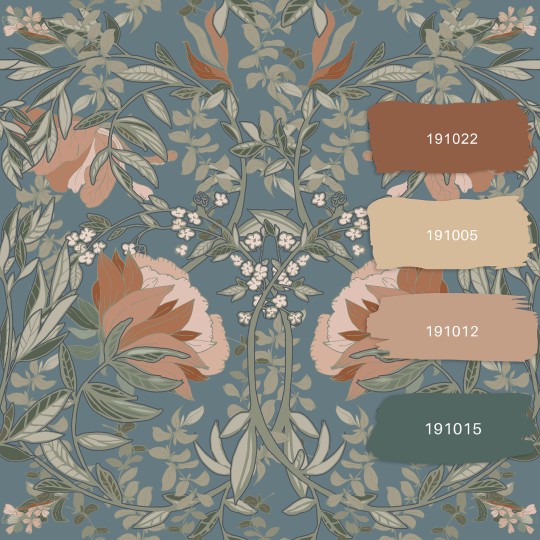 Esta 139643 Bloom Vintage Flowers grayed vintage blue - tapeta w roślinny wzór vintage