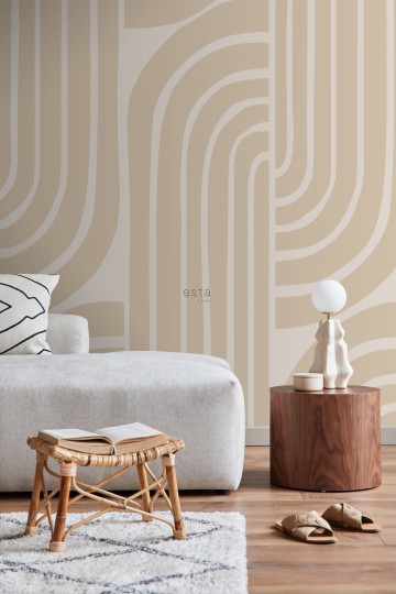 Esta 159253 Bloom Mural Art Deco Motif beige - mural w geometryczny wzór art deco