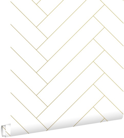 Esta 139309 Bloom Herringbone dark blue and gold - tapeta w jodełkę